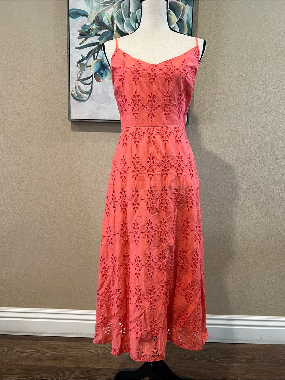 Old Navy Coral Eyelet Spaghetti-Strap Midi Dress